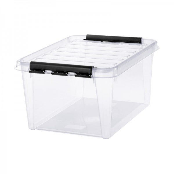 Boîte de rangement transparente avec couvercle 32 litres