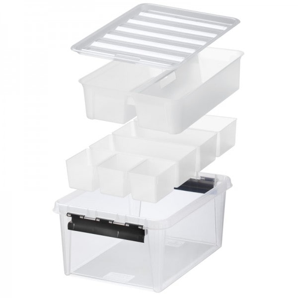 Boîte de rangement 14 litres avec 7 bacs et couvercle
