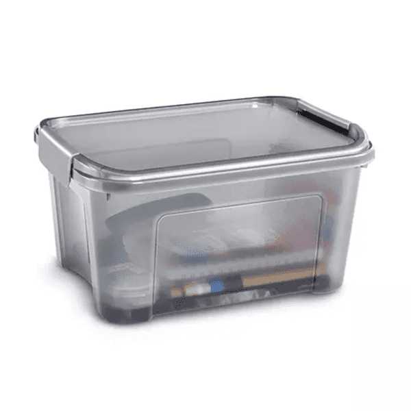 Caisse solide translucide à couvercle clipsable 13 ou 18 litres