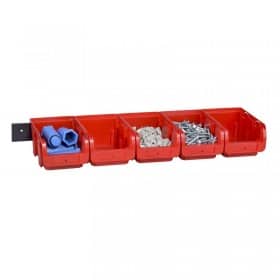 Lot de 5 bacs à bec rouge avec rail mural