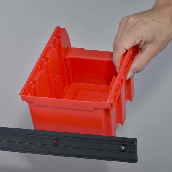 Lot de 5 bacs à bec rouge avec rail ProfiPlus C 2/6 Allit