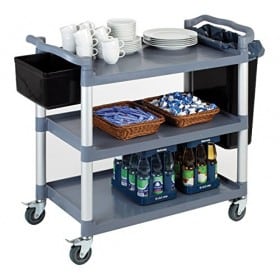 Grand Chariot de service alu 3 plateaux polypropylène