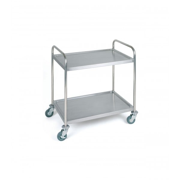 Chariot de service professionnel en inox 2 plateaux
