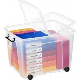 Caisse de rangement à roulettes avec couvercle papillon 75 litres