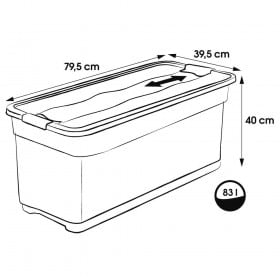 Grande Boîte de rangement noire 83 litres