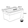 Boîte de rangement noire solide 52 litres