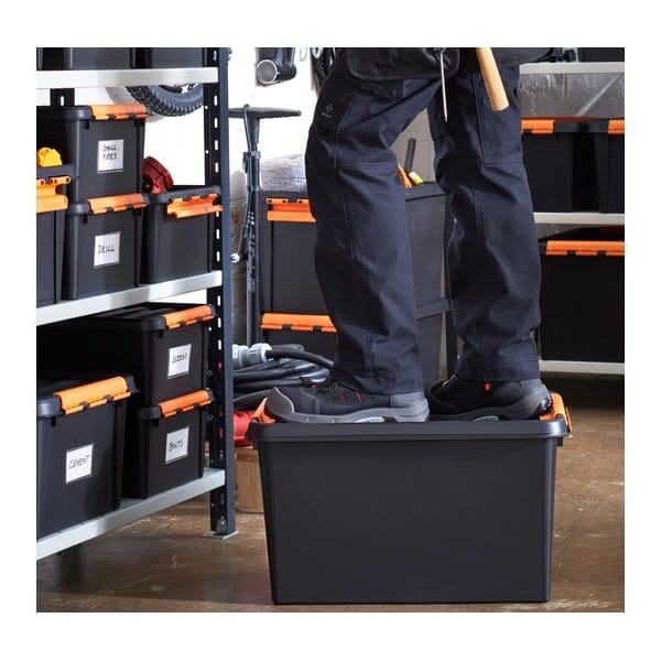 Grande Boîte de rangement noire solide 50 litres