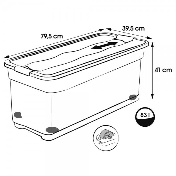 Grande Caisse de rangement avec roulettes 83 litres