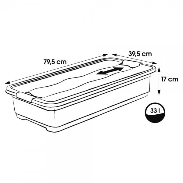 Grande Boîte plate de rangement transparente 33 litres