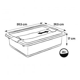 Boîte de rangement plate transparente 28 litres