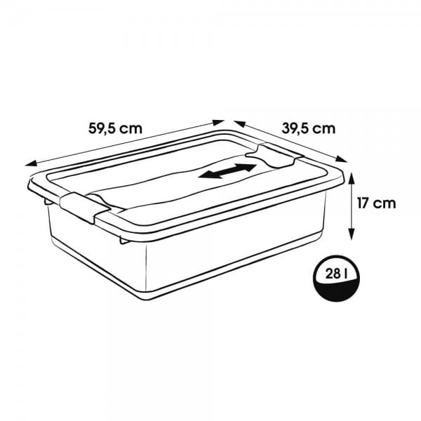 Boîte de rangement plate transparente 28 litres