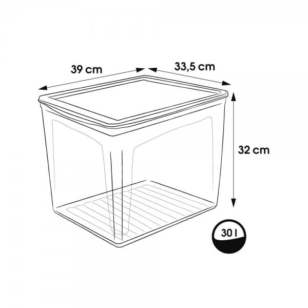 Boîte de rangement transparente avec aération pour vêtements 30 litres