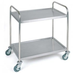 Chariot de service professionnel en inox 2 plateaux