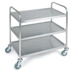 Chariot de transport en inox 3 plateaux
