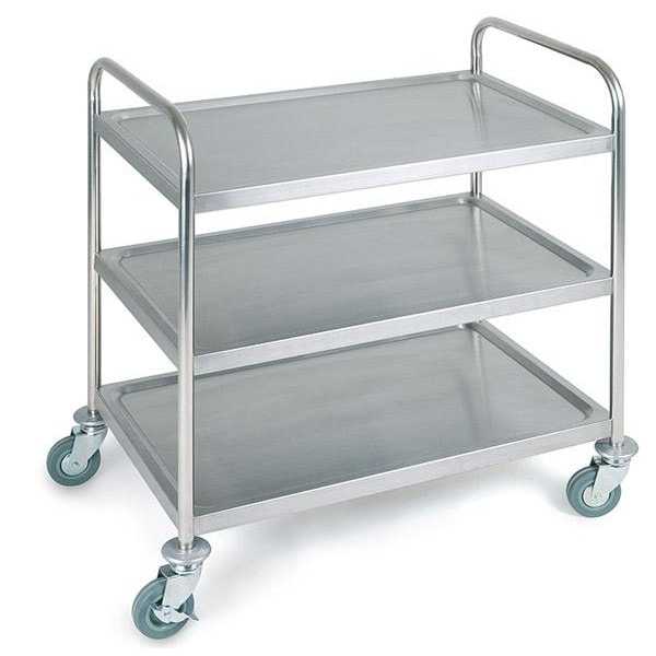 Chariot de transport en inox 3 plateaux