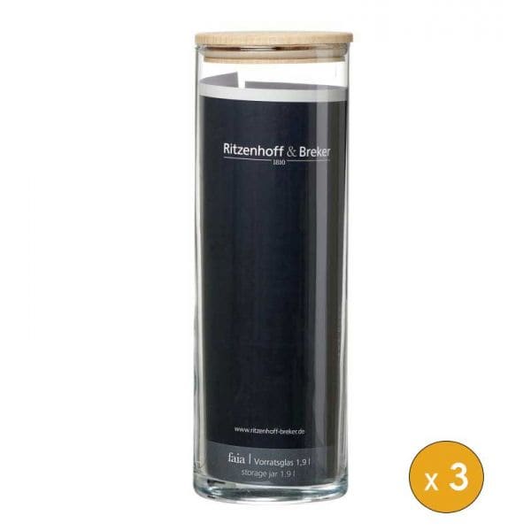 Lot de 3 Bocaux de conservation spaghettis 1,9 litre