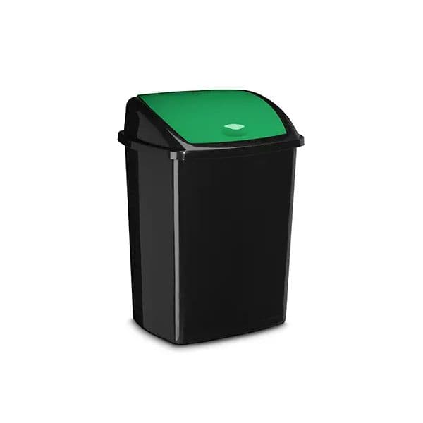 Poubelle à couvercle basculant vert, noire, jaune ou bleu 50 litres
