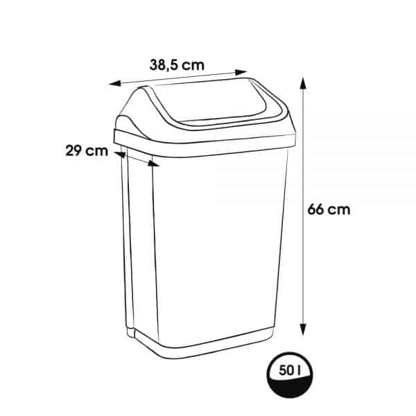 Poubelle plastique à couvercle basculant 50 litres swantje