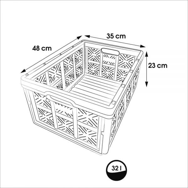 Caisse pliante 32 litres bleu ou grise ida