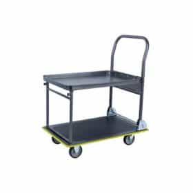 Chariot en métal avec 2 roues fixes et 2 roues pivotantes
