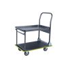 Chariot en métal avec 2 roues fixes et 2 roues pivotantes