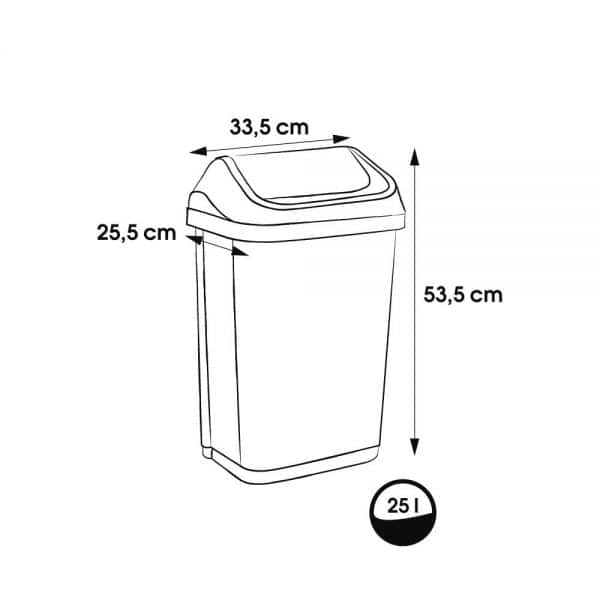 Poubelle en plastique recyclé à couvercle coulissant 25 litres