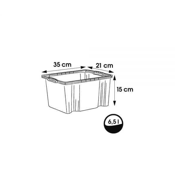 Petite Caisse de rangement transparente empilable 6,5 litres