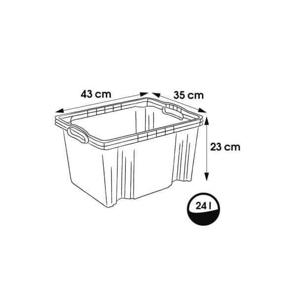 Caisse de rangement solide transparente 24 litres