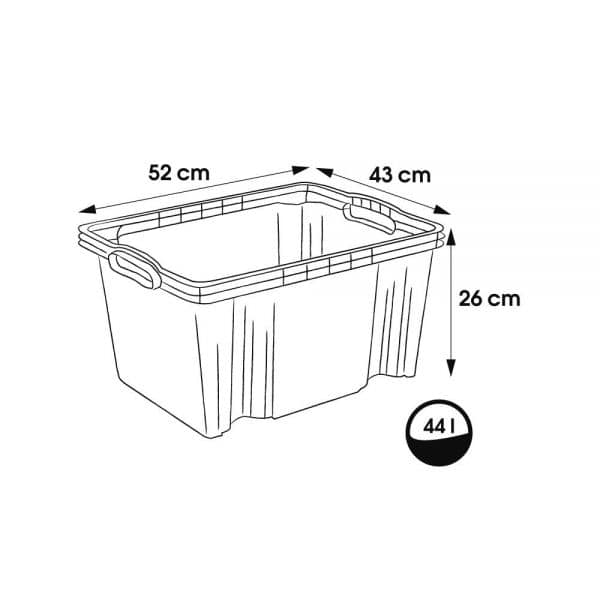 Caisse de rangement empilable solide 44 litres
