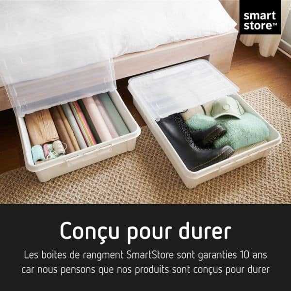 Boîte de rangement sous lit à roulettes 60 litres