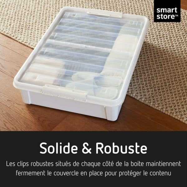Boîte de rangement sous lit à roulettes 60 litres