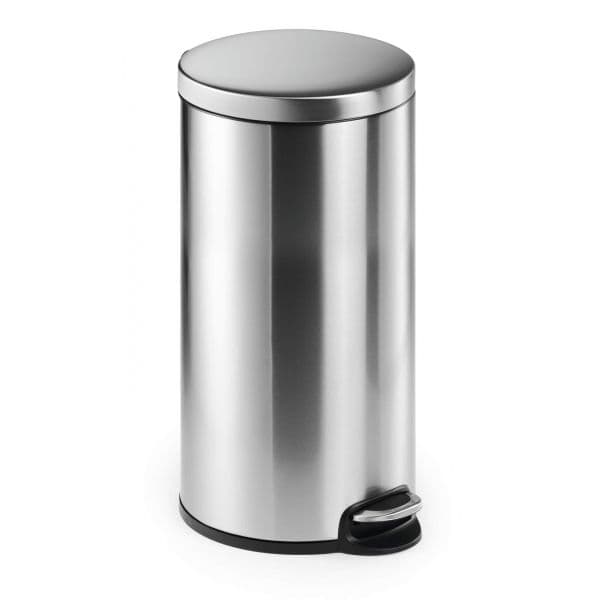 Poubelle ronde à pédale en acier inoxydable 30 litres