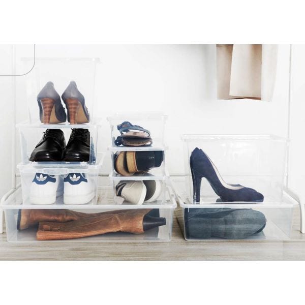 Boîte de rangement chaussures avec ouverture devant
