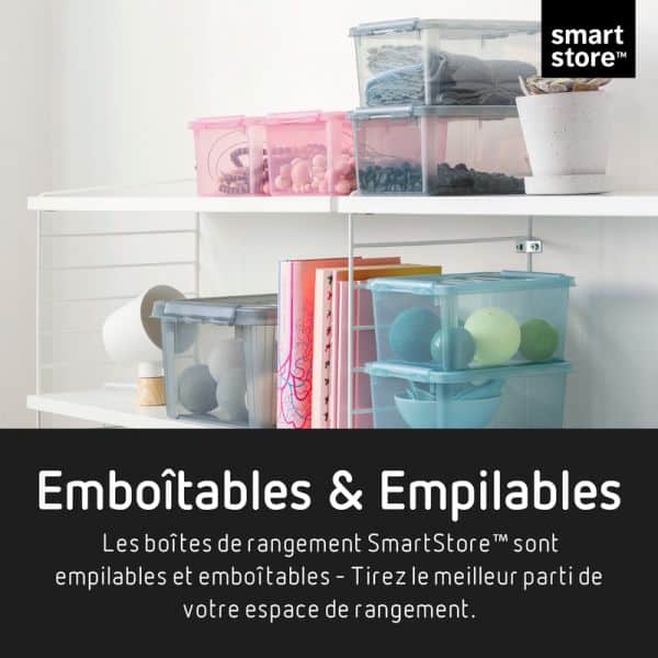Grande Boîte de rangement grise transparente 47 litres