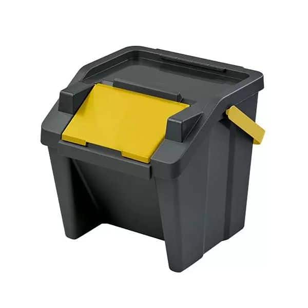 3 poubelles superposées pour tri verres papier plastique