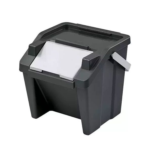 3 poubelles superposées pour tri verres papier plastique
