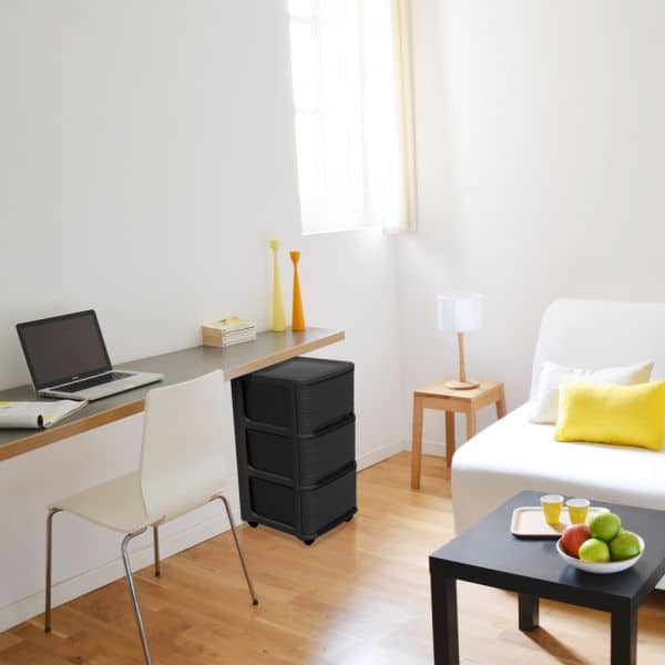 Tour de rangement en plastique moderne 3 tiroirs