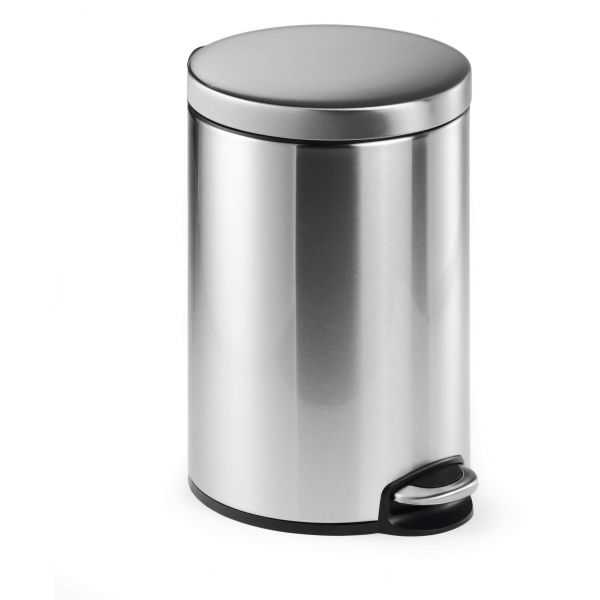Poubelle ronde à pédale en acier inoxydable 12 litres