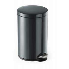 Poubelle ronde à pédale élégante anthracite 12 litres