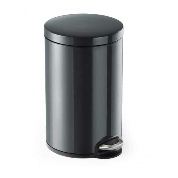 Poubelle ronde à pédale élégante anthracite 12 litres
