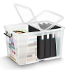 Boîte de rangement transparente à couvercle clipsable 65 litres