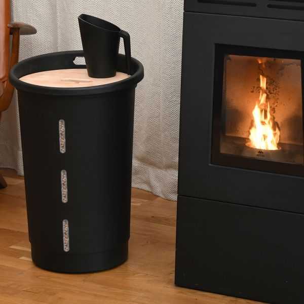 Bac à roulettes pour granulés de bois Capacité 25 kg