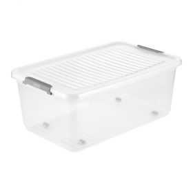 Boite transparente avec couvercle clips et roulettes 37 ou 56 litres