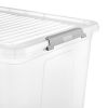Grande Caisse transparente avec couvercle clips et roulettes 74 litres