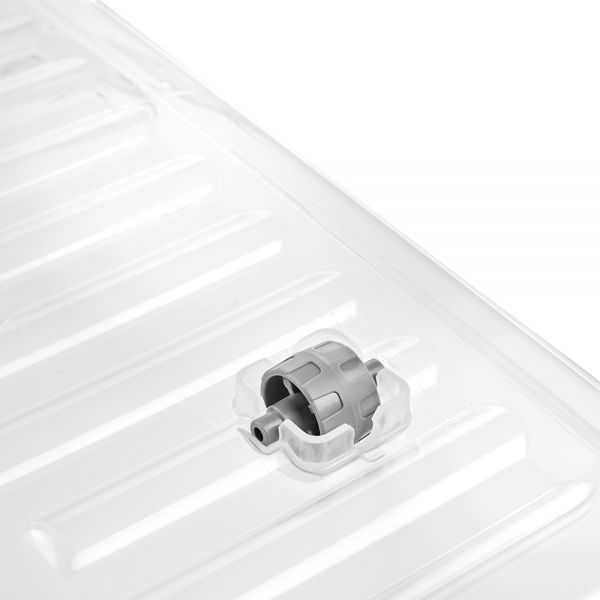 Grande Caisse transparente avec couvercle clips et roulettes 74 litres