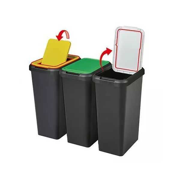 Poubelle de tri verre papier plastique 45 litres