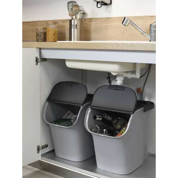 Poubelle à tri avec grande ouverture 40 litres