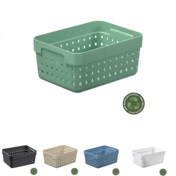 Corbeille de rangement élégante en plastique recyclé L