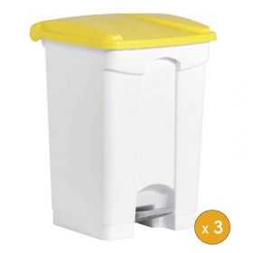 3 Poubelles à tri à pédale 45 litres pour Sac 120 litres