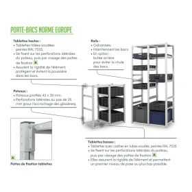 Porte-Bacs Norme Europe kit départ H. 2000 mm pour bacs 600 x 400 mm